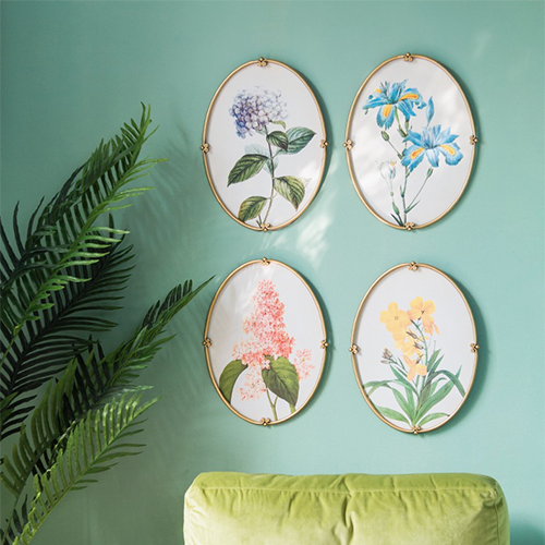 Plaque en fer peinture florale