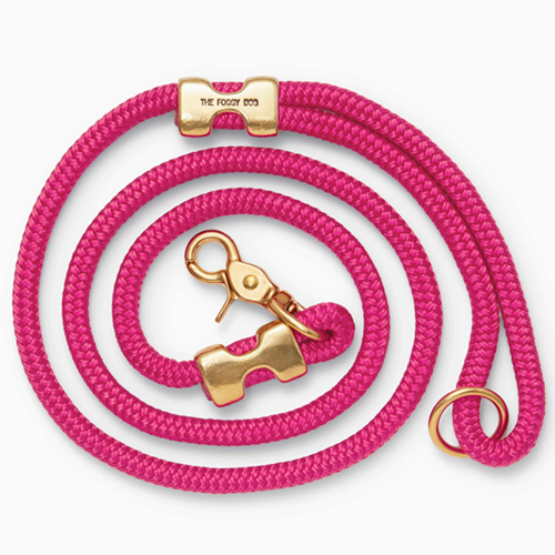 Laisse pour chien en corde marine rose fluo