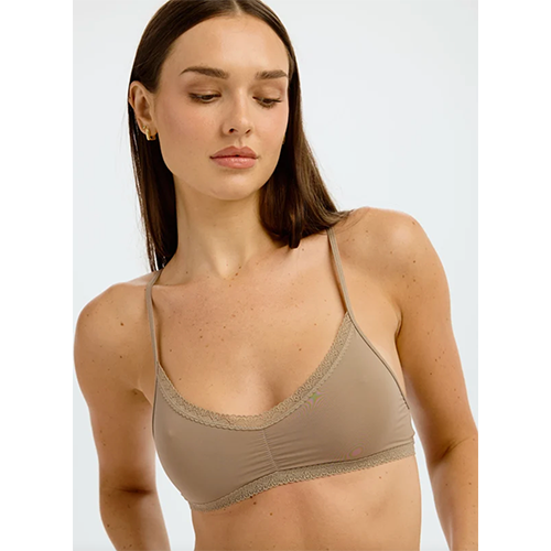 Blush Micro Lace Trim Bralette Truffle