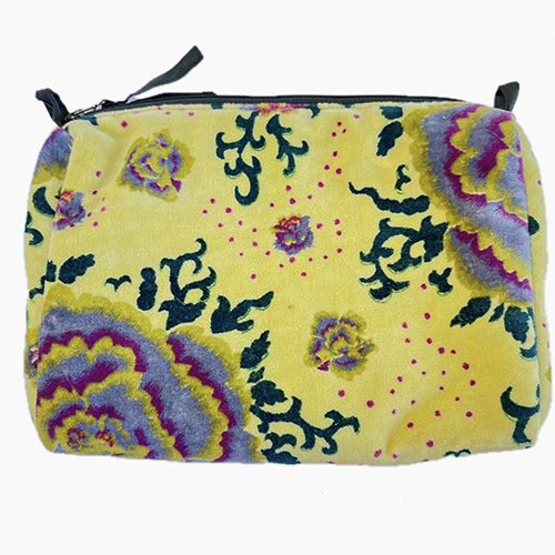 Rome Velvet Pouch Peonies Yellow
