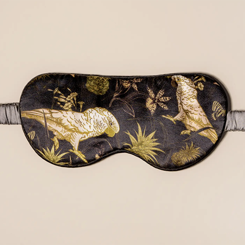 Black Parrot Silk Eye Mask