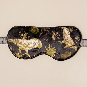 Black Parrot Silk Eye Mask