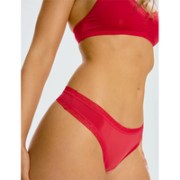 Blush Micro Lace Trim Thong Red