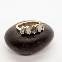 Brass Zig Zag Stone Ring