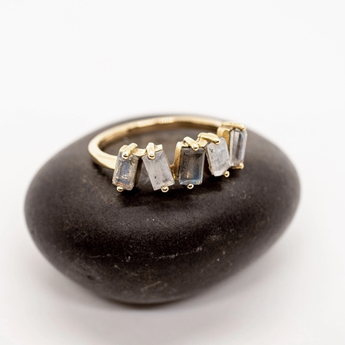 Brass Zig Zag Stone Ring