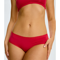 Blush Lace Trim Hipster Red