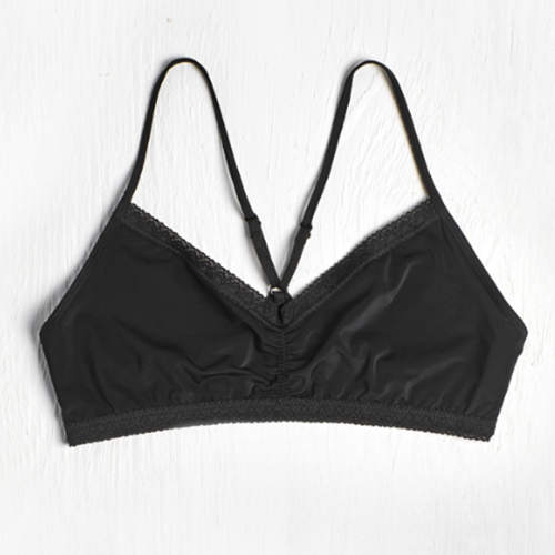 Bralette Noir à Dentelle Micro avec Volant
