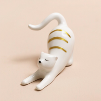 Ceramic Stretching Cat Ring Holder