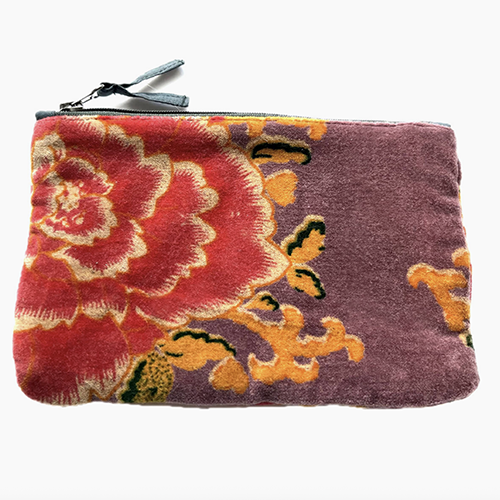 Napoli Velvet Pouch Peonies Grape
