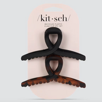 Clips à cheveux en forme de boucle Kitsch grande taille 2 pièces noir et écaille
