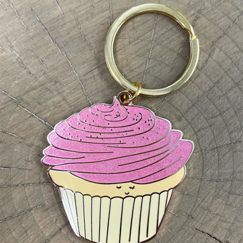 Glitter Princess Cupcake Keychain