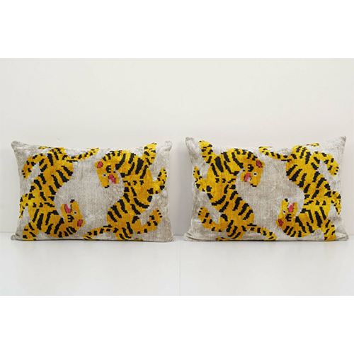 Ecru Tiger Ikat Pillow