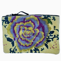Napoli Velvet Pouch Peonies Yellow