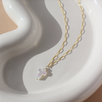 Token Mother Of Pearl Cross Necklace
