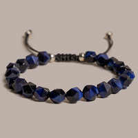 Blue Tiger Eye And Sterling Silver Bracelet