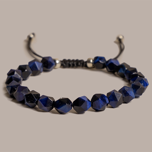 Blue Tiger Eye And Sterling Silver Bracelet
