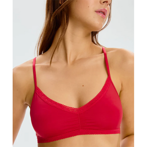 Blush Micro Lace Trim Bralette Red