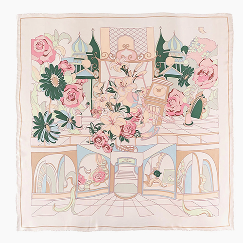 Vintage Blooms Large Silk Scarf