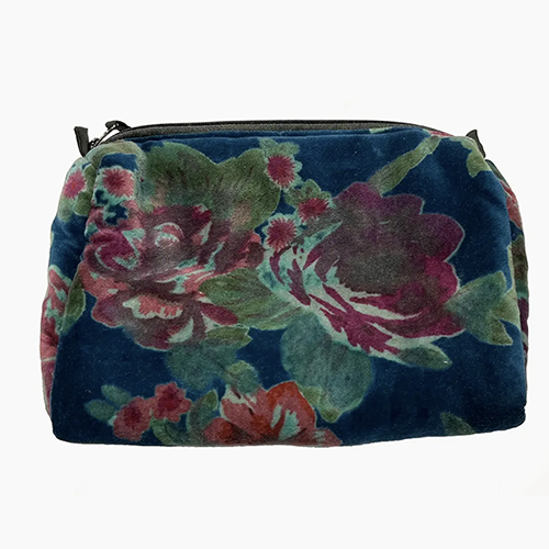Rome Velvet Pouch Bluish Flower