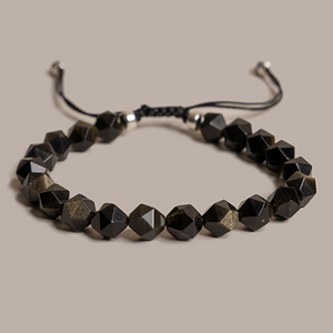 Golden Obsidian And Sterling Silver Bracelet