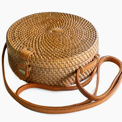 Sac à main en rotin rond