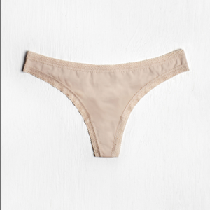 Blush Micro Lace Trim Thong Nude