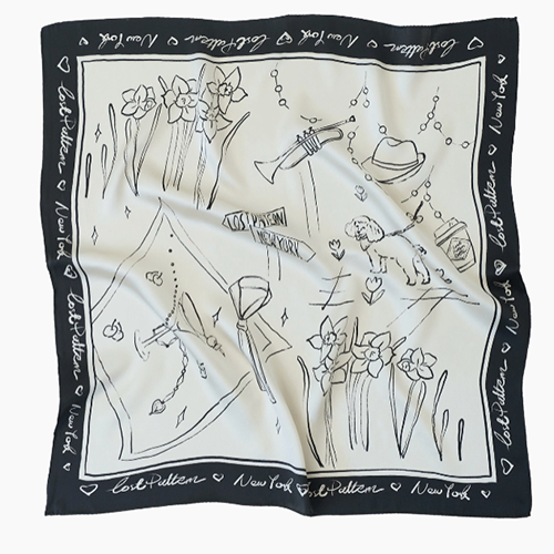 New York In Sketches Silk Scarf B&W