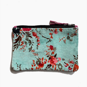 Pochette en velours Napoli Wildflower Bleu Glacé