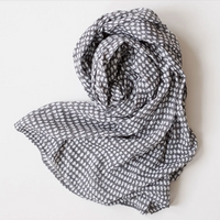 Dark Gray White Block Printed Scarf