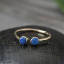 Brass Double Faceted Ring With Lapis
