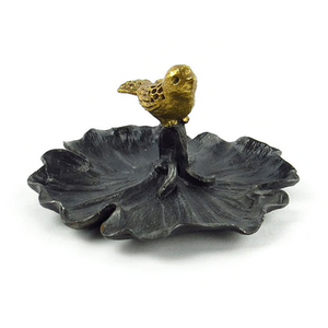 Pewter Tray with Gold Bird