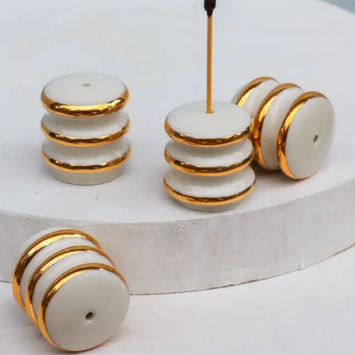 Porte-encens en porcelaine avec dorure