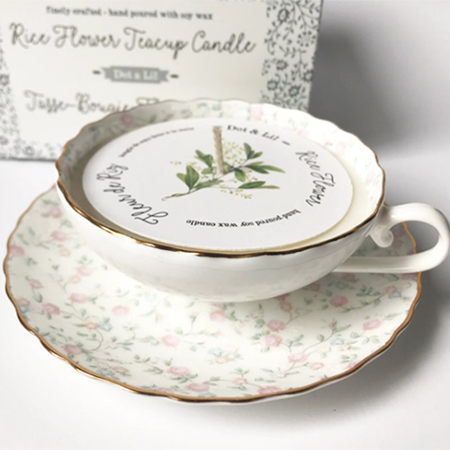 Bougie Teacup Dot & Lil Fleurs de Riz