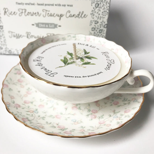 Dot & Lil Teacup Candle Rice Flower