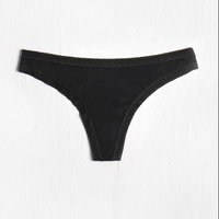 Blush Micro Lace Trim Thong Black