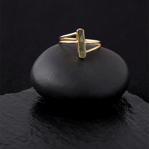 Gold Plated Tourmaline Tube Ring