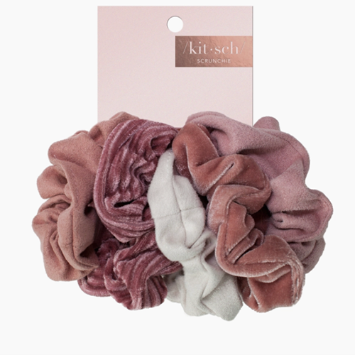 Kitsch Velvet Scrunchies Blush & Mauve