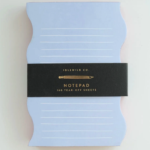 Bloc-notes en forme ondulée bleu et canneberge