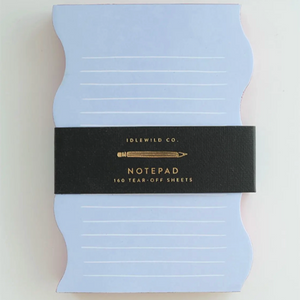 Bloc-notes en forme ondulée bleu et canneberge