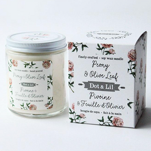 Dot & Lil Peony and Olive Leaf Candle