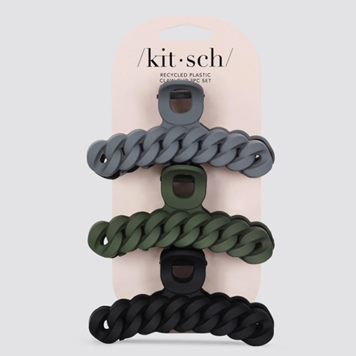 Kitsch Chain Claw Clip 3pc Black/Moss