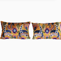 Orange Velvet Ikat Cushion