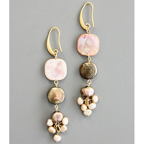 M.O.P & Freshwater Pearl Earrings