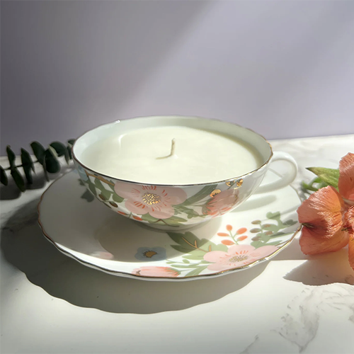 Dot & Lil Tea Cup Candle Mimosa & Nectarine Blossom