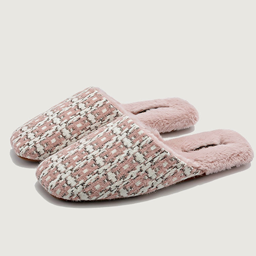 Plaid Plush Slippers