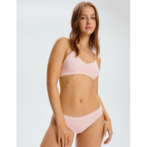 Blush Micro Lace Trim Thong Soft Pink