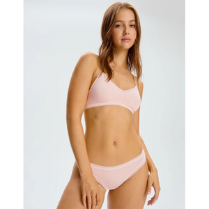 Blush Micro Lace Trim Thong Soft Pink