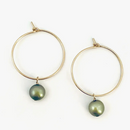 Perla Tiny Hoop Earring Olive Pearl