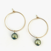 Perla Tiny Hoop Earring Olive Pearl
