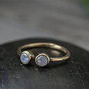 Brass Double Faceted Ring With Moonstone
